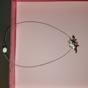 Hand Wrought Signed Cassavoy Sterling Silver & bead" Floral Necklace16.5"